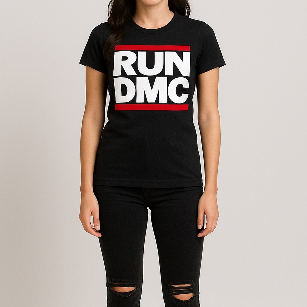 NWOT Run DMC Logo Rock Band Tee Shirt Black Size Large - Picture 6 of 8
